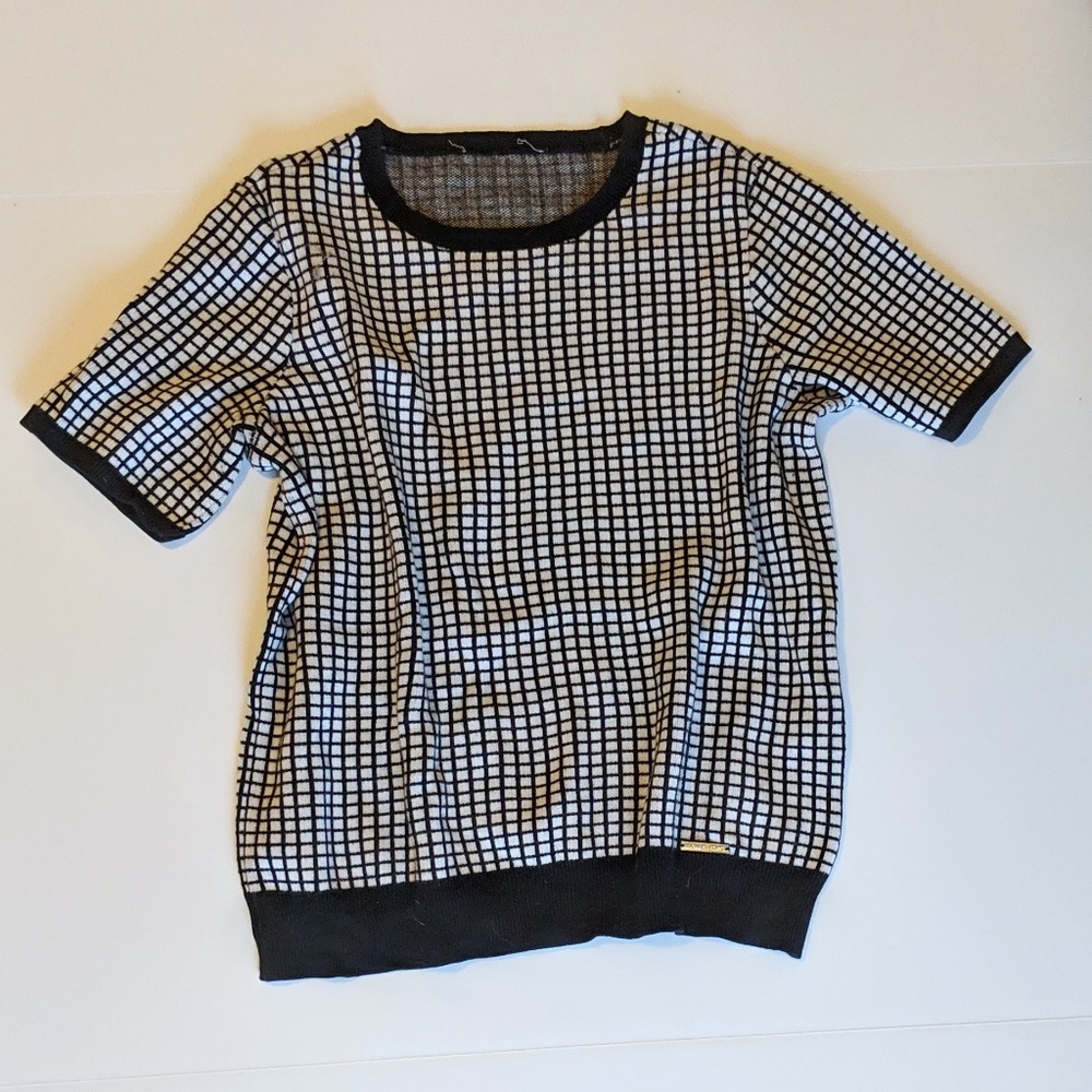 Michael Kors Shory Sleeved Black and White Sweater